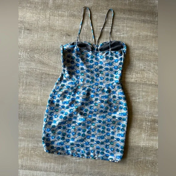 RACHEL COMEY 100% Silk Ruched Y2K Mini Dress sz S Snap Front Spaghetti Strap - Picture 5 of 15